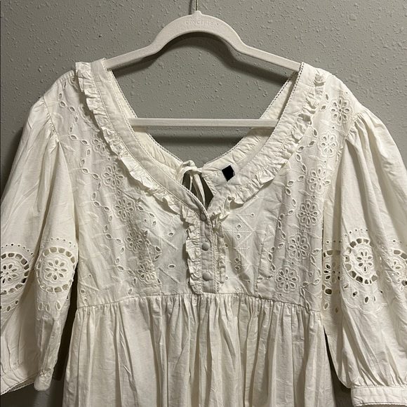 Chic White Eyelet Mini Dress - Picture 3 of 8